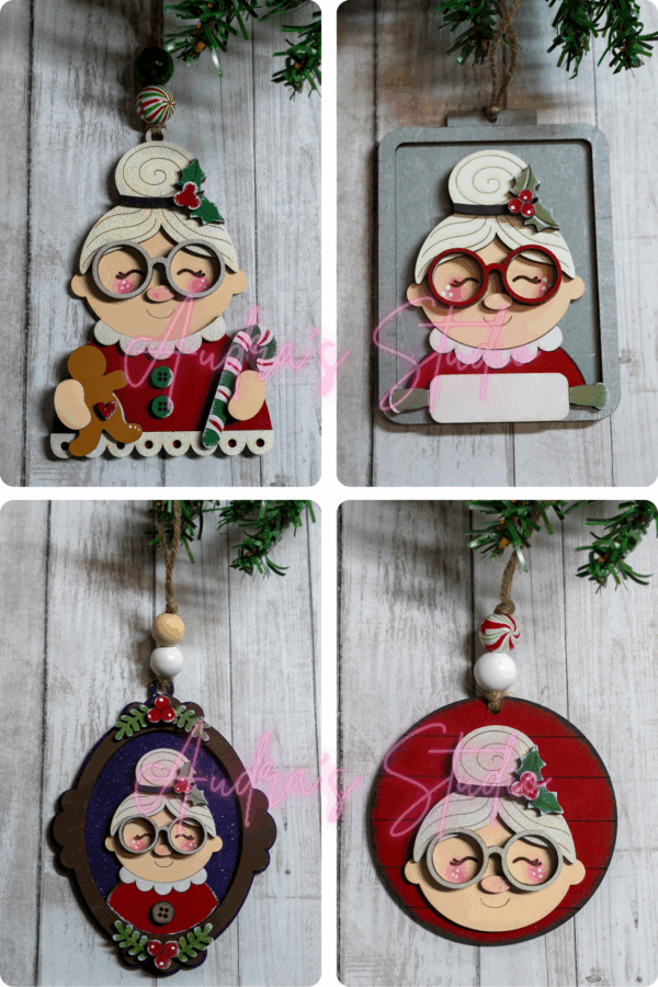 Hand-Painted Mrs. Claus Christmas Ornaments