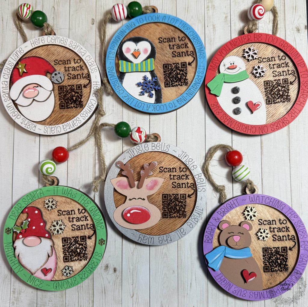Santa Tracker Ornaments - all six designs