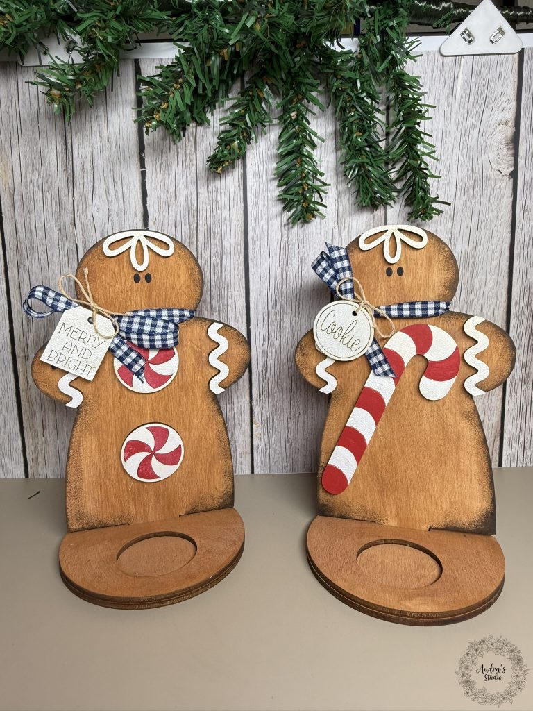 Gingerbread Man Candle Holder Set
