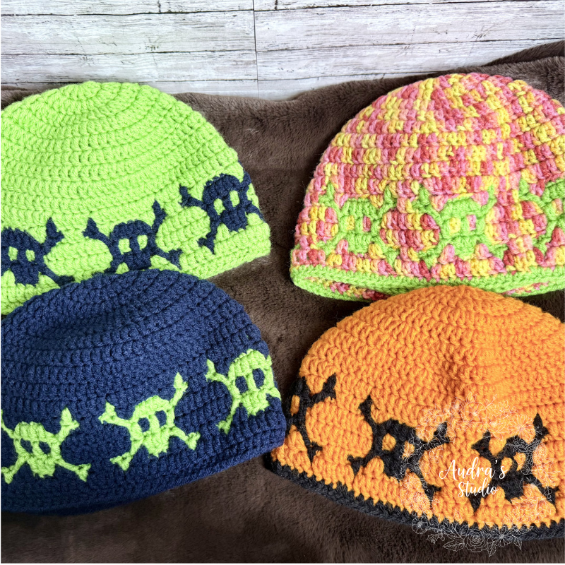 Crocheted Skull and Bone Hats
