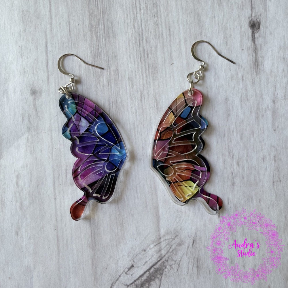 Acrylic Wing Earrings, Style 1