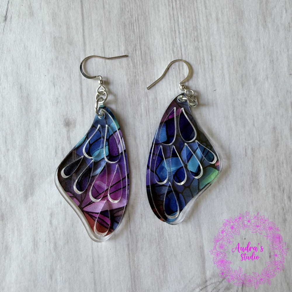 Acrylic Wing Earrings, Style 2