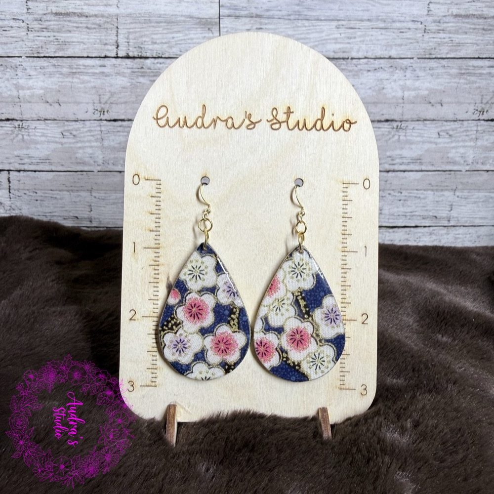 Blue Coral Fabric Teardrop Earrings - Image 5
