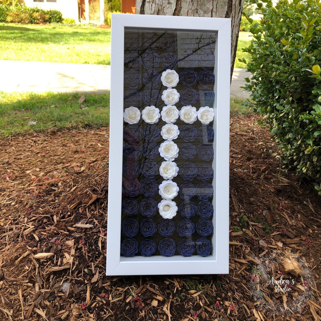 Paper Flower Cross Shadow Box