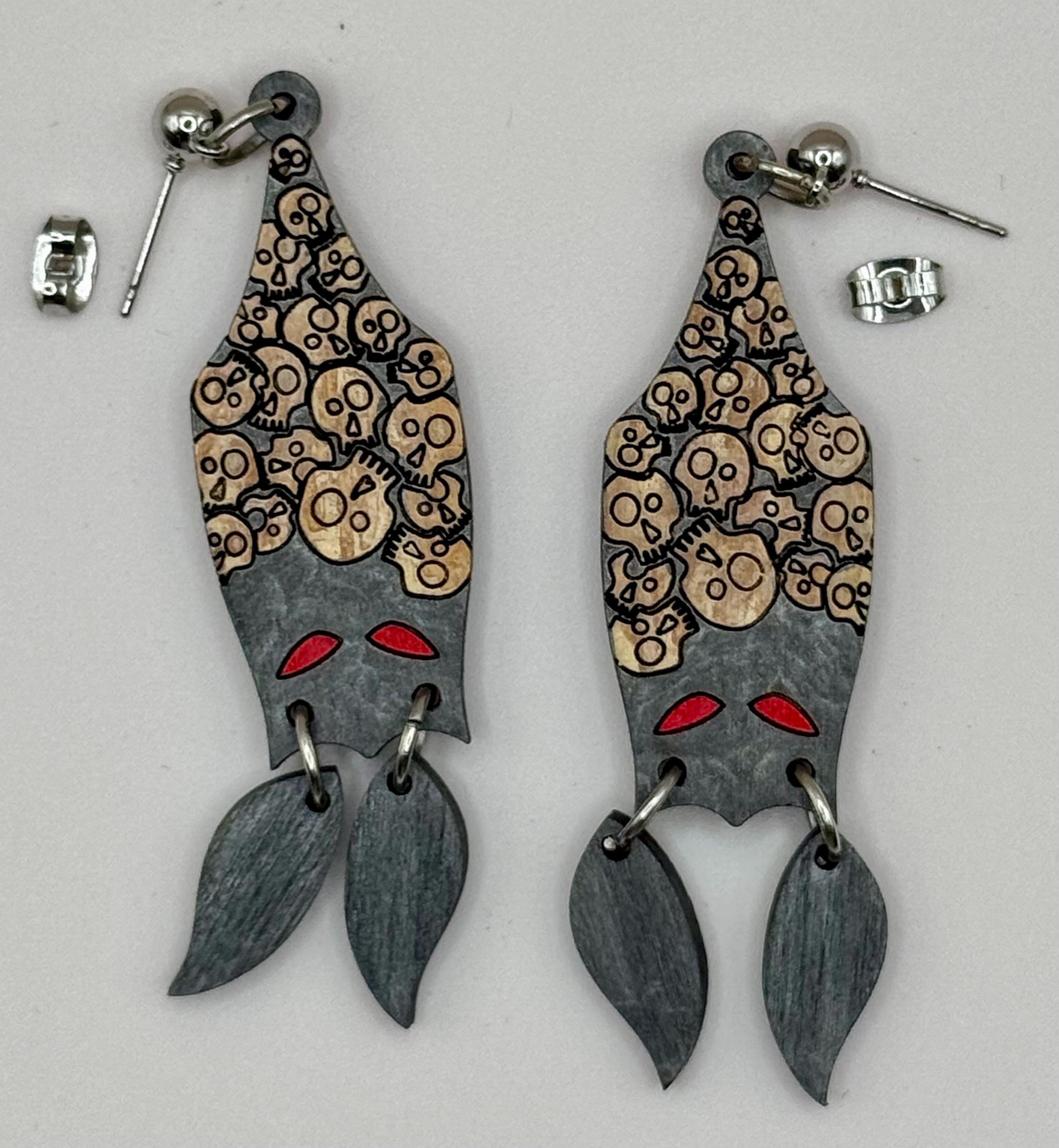 Laser cut bat earrings