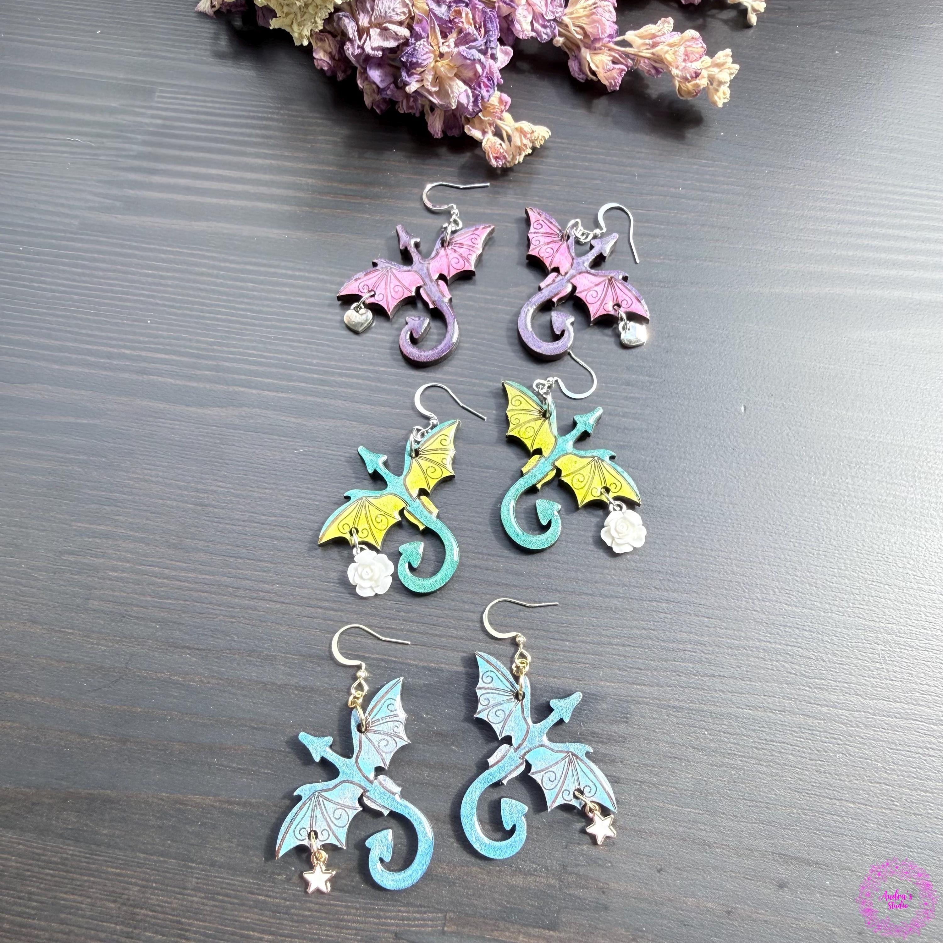 Color shift dragon earrings