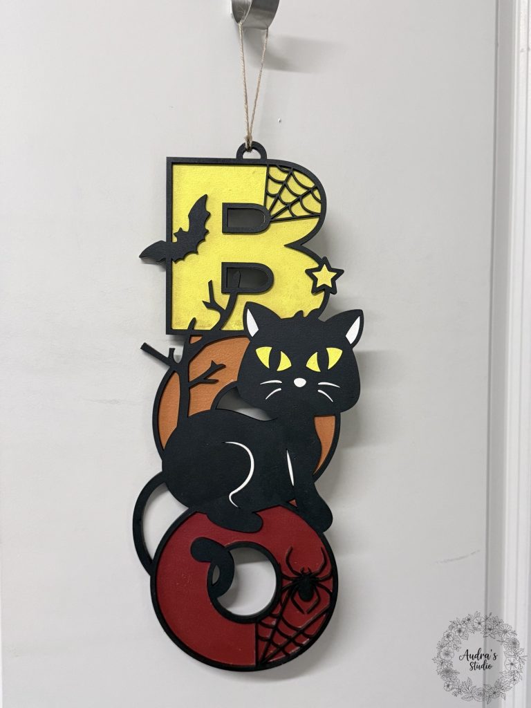 Black Cat BOO Sign