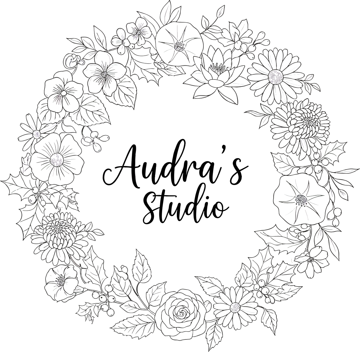 Audra Studio floral wreath logo