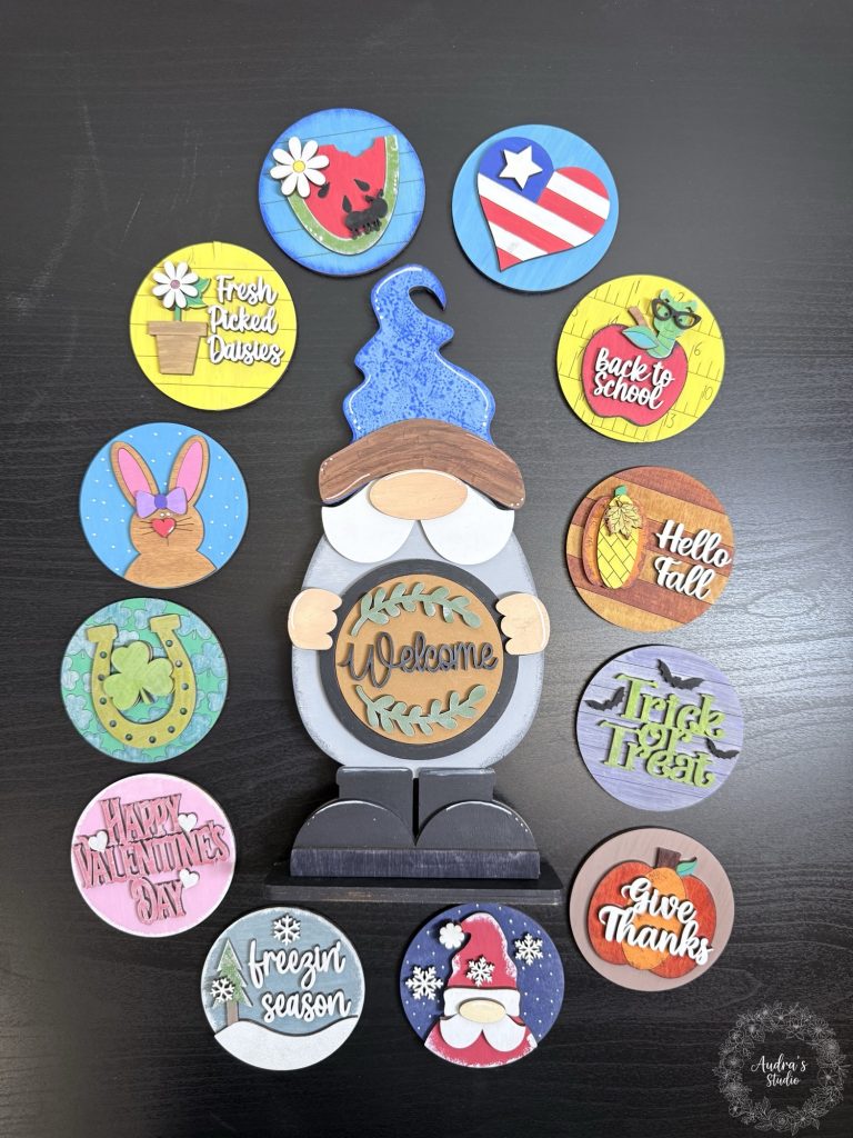 Boy Gnome Shelf Sitter with 13 Seasonal Discs